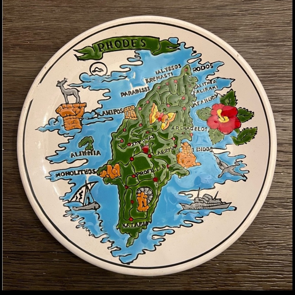 Wall commemorative plate Rhodes - Rhodes souvenir dakas ceramic - handmade